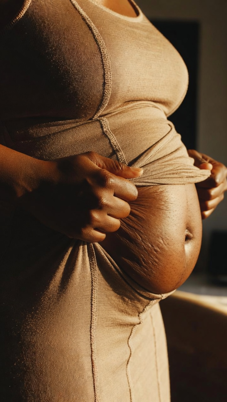 Loose belly skin under clothing