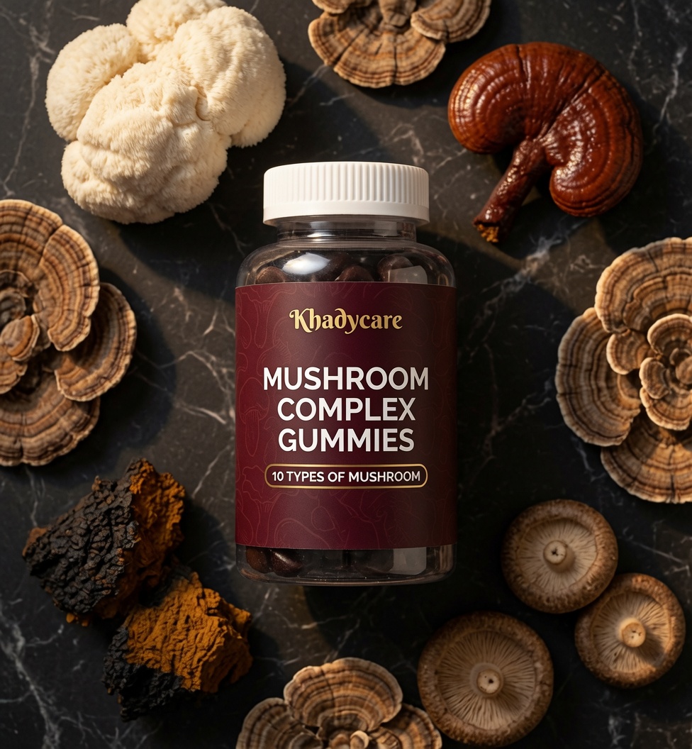 Mushroom Complex Gummies flat lay