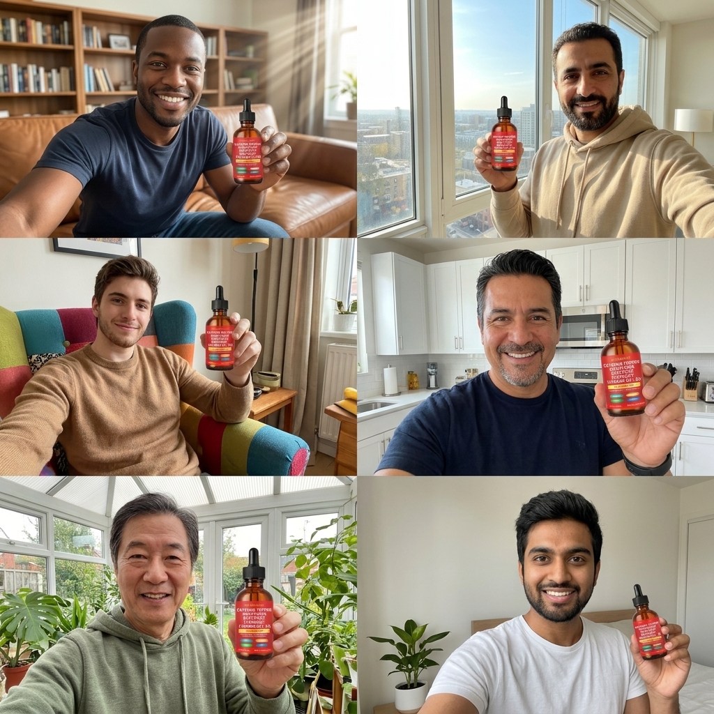 More men sharing their daily Cayenne Pepper Liquid Drops routine